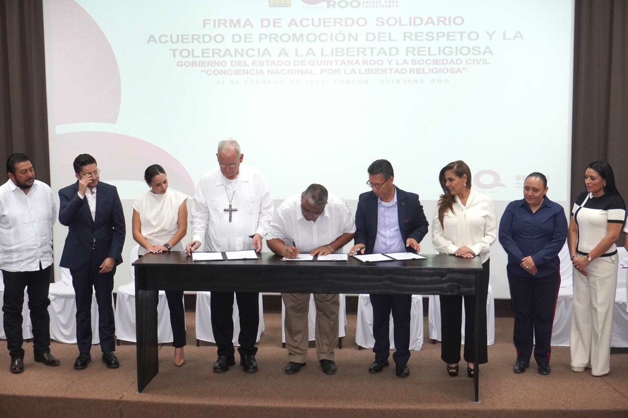 El Consejo Interreligioso de Quintana Roo, el Gobierno del Estado de Quintana Roo y Fundación Conciencia Nacional por la Libertad Religiosa, firman un acuerdo de colaboración-2